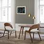 1_Polly Set of 2 Mid-Century Dining Chairs in Gray Upholstery and Walnut