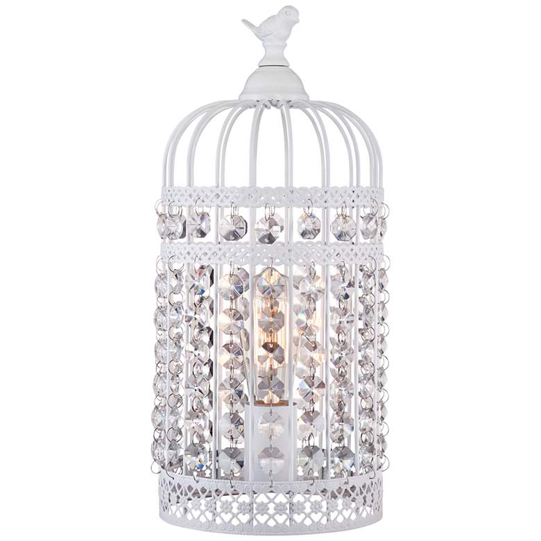 Image 1 Polly White 16 inch High Birdcage Table Lamp