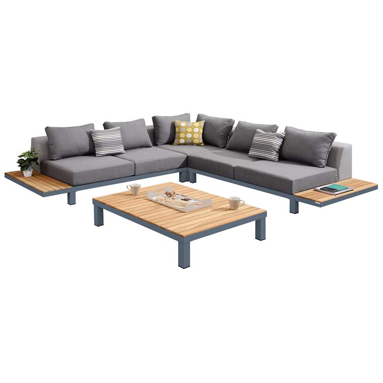 Image 1 Polo 4 piece Outdoor Sectional Set with Modern Accent Pillows