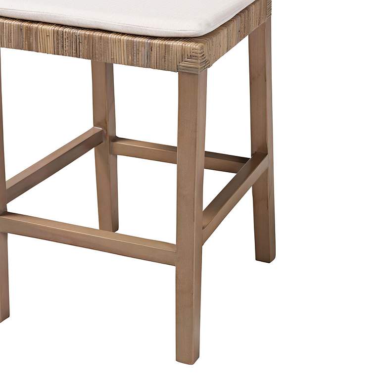 Image 6 Poltak 24" Wood Natural Rattan and Wood Counter Stool more views