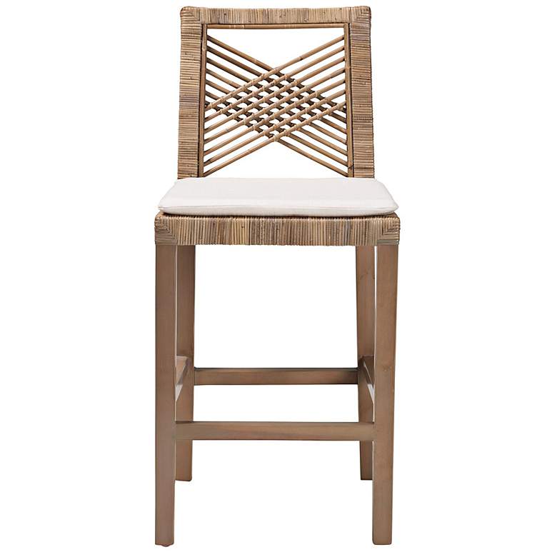 Image 7 Poltak 24" Wood Natural Rattan and Wood Counter Stool more views
