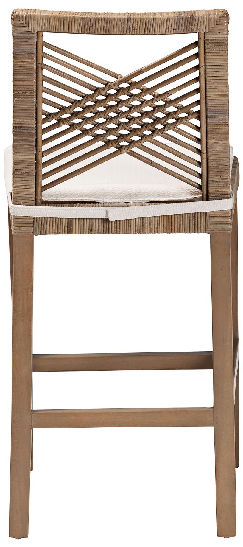 Poltak 24" Wood Natural Rattan and Wood Counter Stool in scene