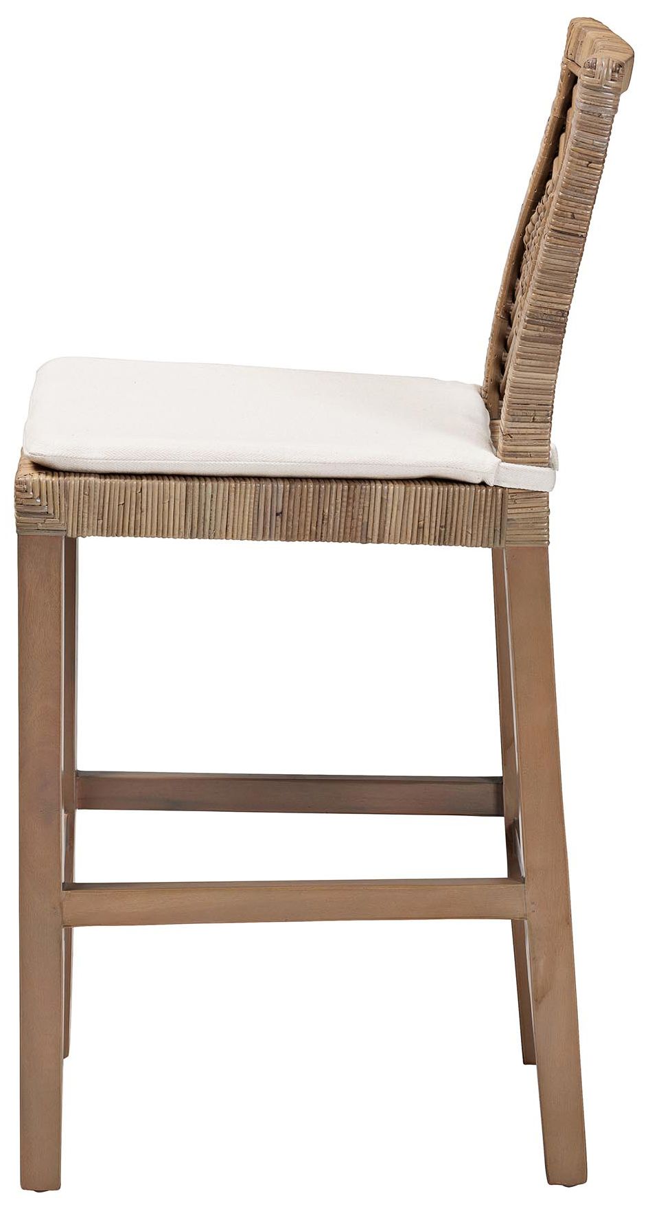 Poltak 24" Wood Natural Rattan and Wood Counter Stool in scene