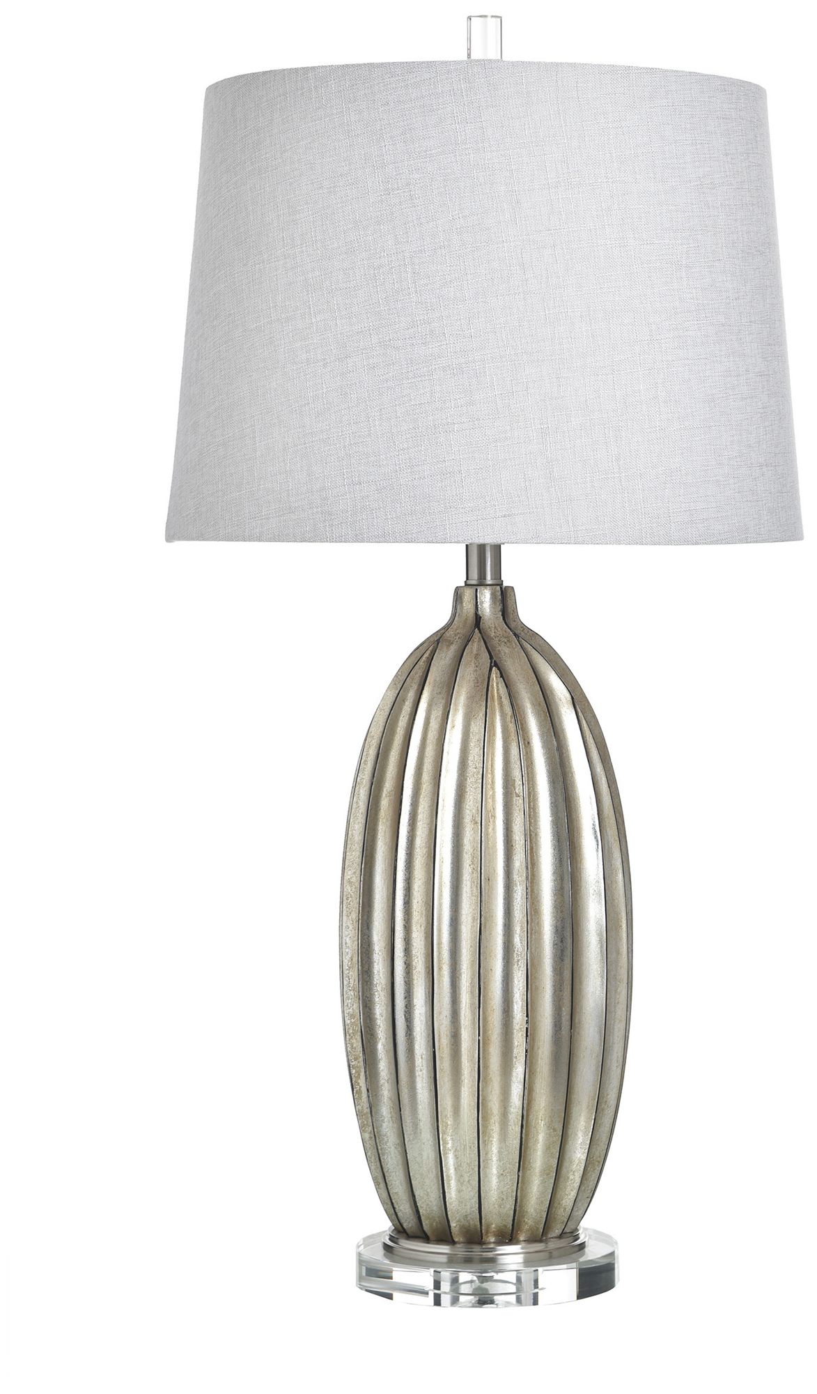Poly 33" High Laslo Silver Table Lamp with White Shade