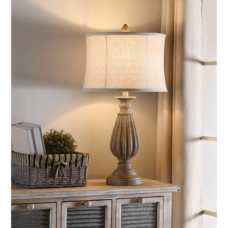 Image 1 Poly Table Lamp - Brown With Black Tint - Beige