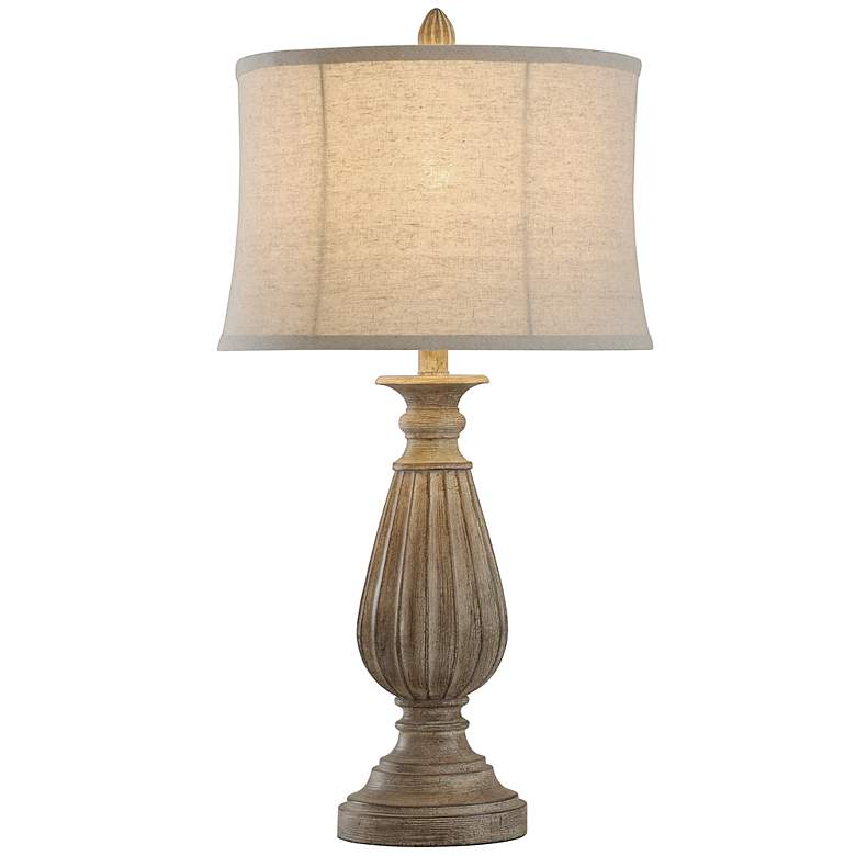 Image 3 Poly Table Lamp - Brown With Black Tint - Beige more views