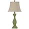 Poly Table Lamp - Sea Grass Green Finish - Oatmeal Softback Fabric Shade