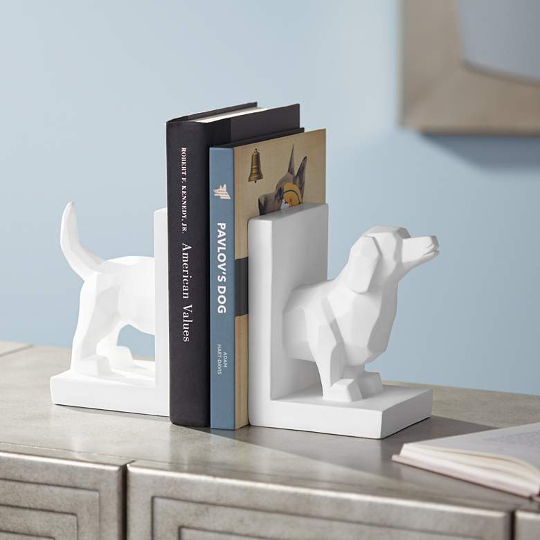 Image 1 Polygon Dog 4 1/4 inch High Modern Bookends