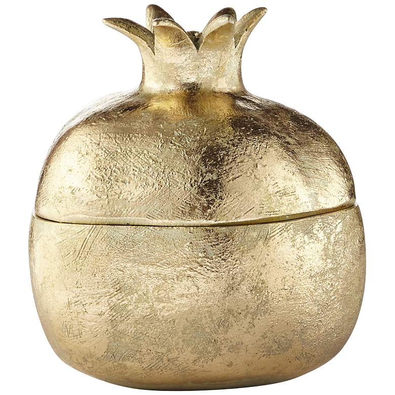 Image 1 Pomegranate 5 1/4 inch High Shiny Gold Decorative Jar with Lid