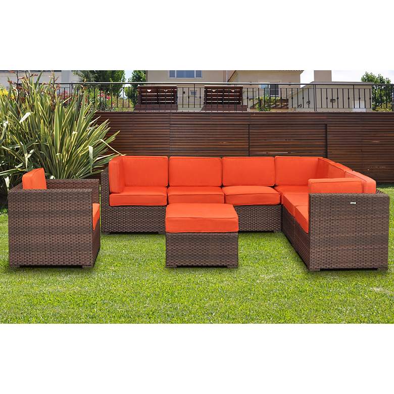 Image 1 Pomerado Orange 8-Piece Outdoor Sectional Patio Set