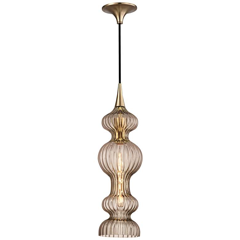 Image 3 Pomfret 6" Wide Aged Brass Mini Pendant w/ Bronze Glass more views