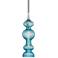Pomfret 6" Wide Polished Nickel with Blue Glass Mini Pendant