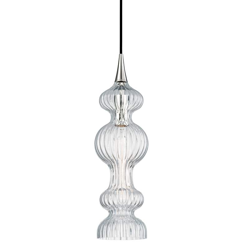 Image 1 Pomfret 6"W Polished Nickel with Clear Glass Mini Pendant