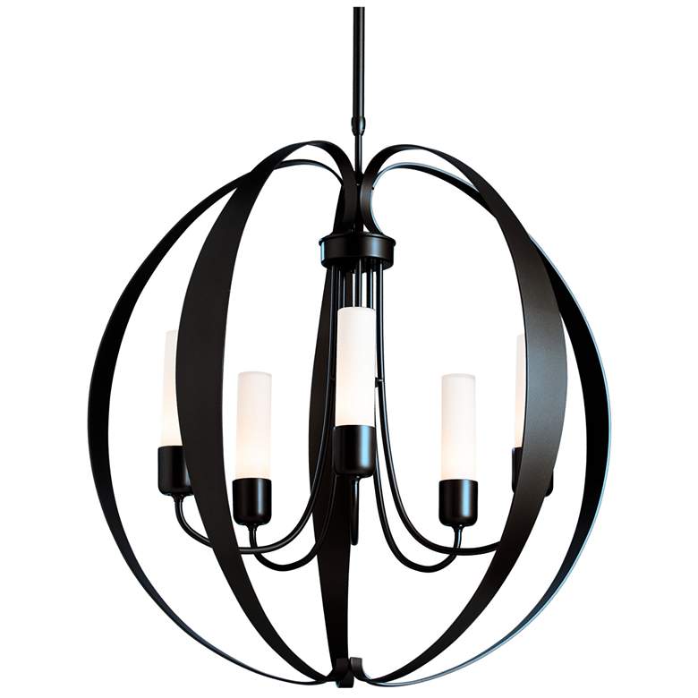 Image 1 Pomme 29.1 inchH Coastal Black Long Outdoor Pendant w/ Opal Glass Shade