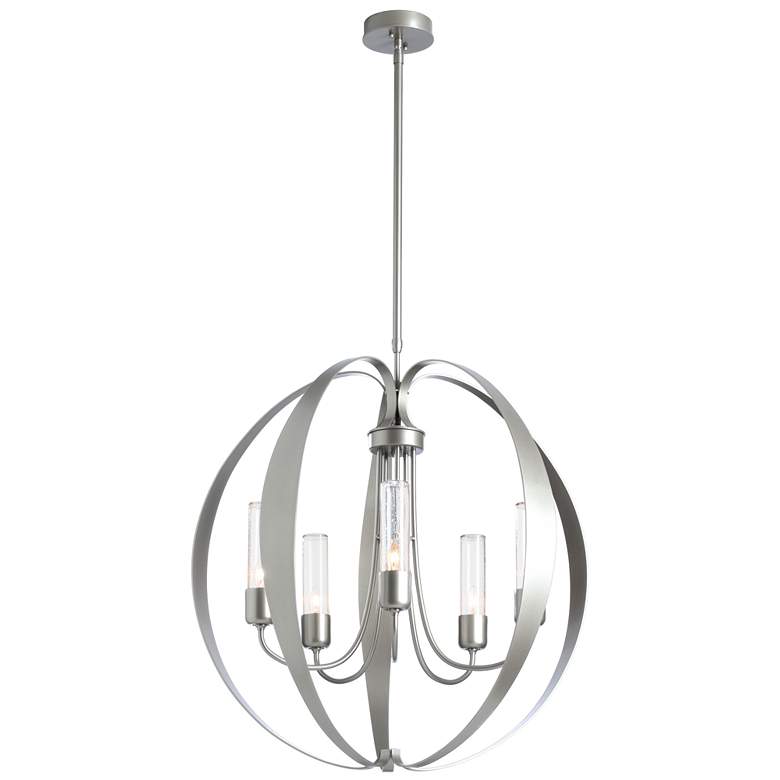 Image 1 Pomme 30.4 inch Coastal Burnished Steel Long Outdoor Pendant with Seeded G