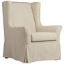Pomona Oatmeal Fabric Slipcover Accent Chair in scene