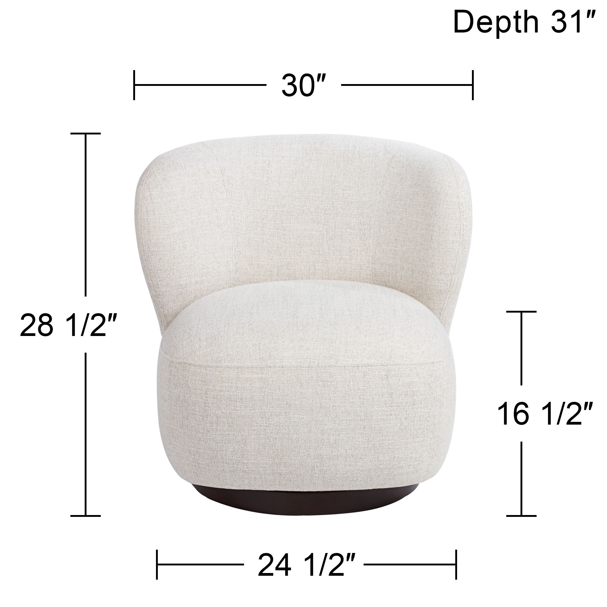 Pomona Off-White 30" Wide Nathan Wheat Occasional Swivel Chair