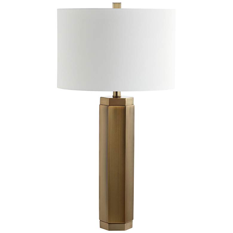 Image 1 Pomona Vintage Brass Hexagon Metal Table Lamp