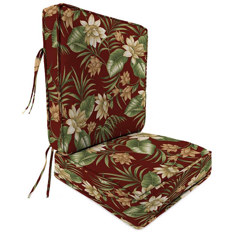 Image 1 Pompei Cream and Olive Attached Outdoor Back Cushion