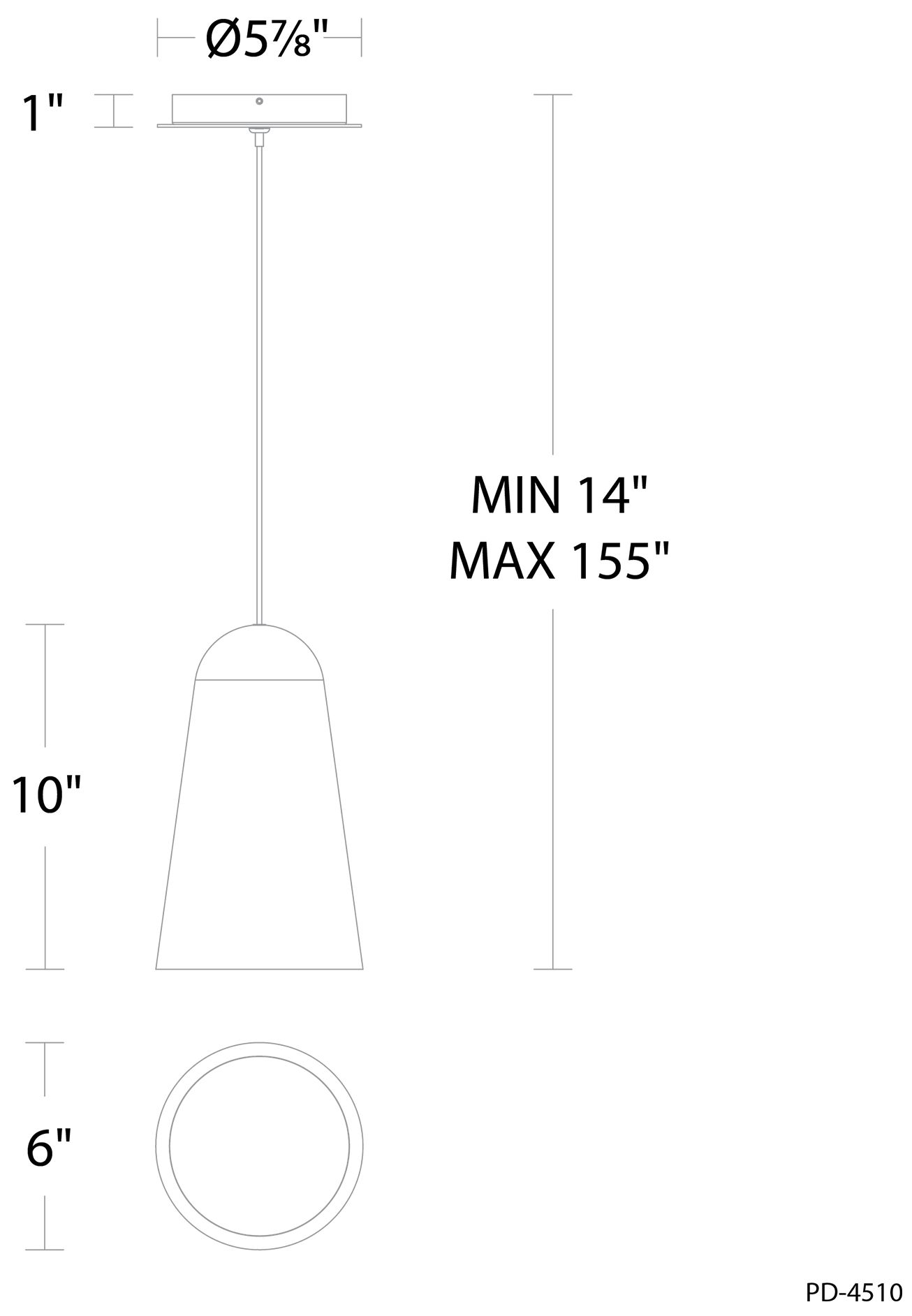 Pompeii 10"H x 6"W 1-Light Mini-Pendant in WV