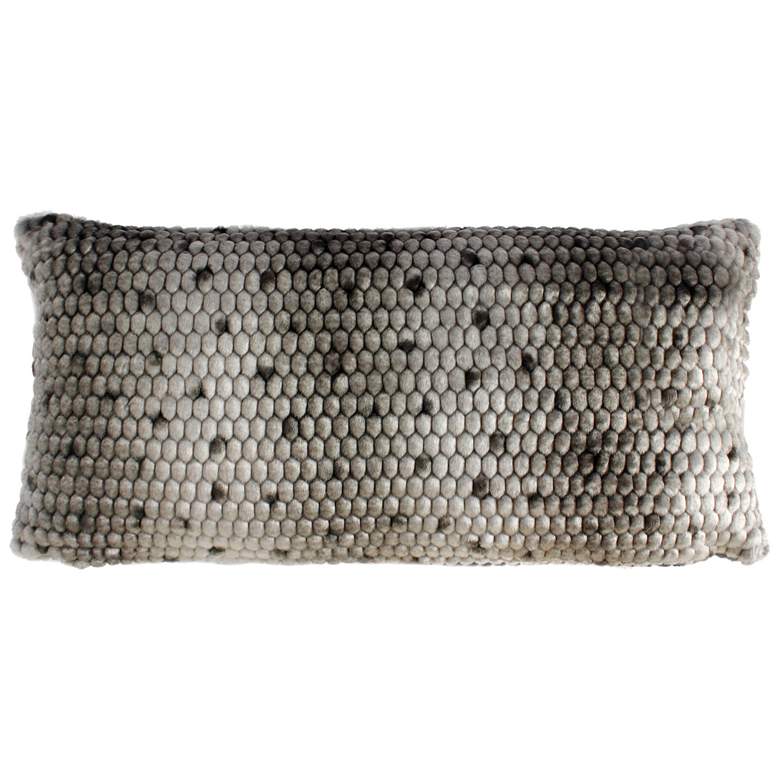 Image 1 Ponca Bolster Gray Faux Fur 24"x12" Throw Pillow