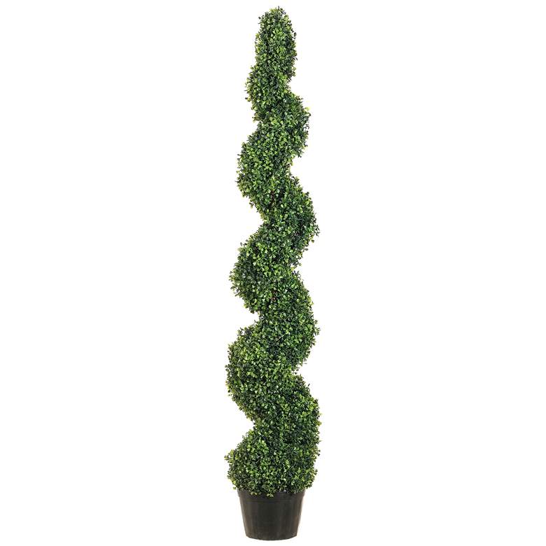 Image 1 Pond Boxwood Spiral Topiary 60 inchH Faux Plant in Plastic Pot