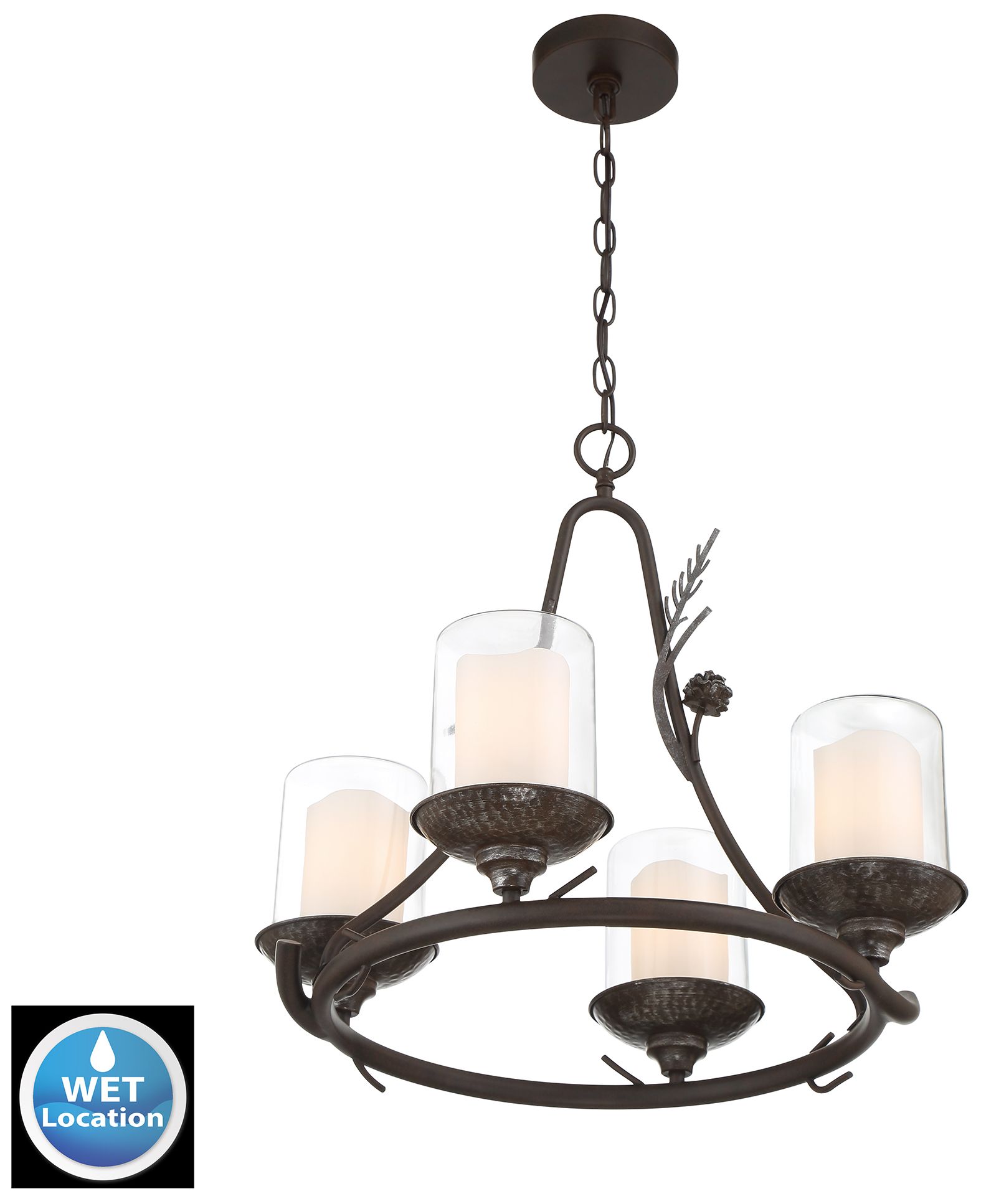 Image 5 Ponderosa Ridge 22" Wide Weathered Spruce 4-Light Chandelier more views