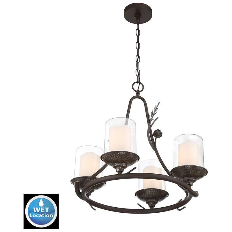 Image 5 Ponderosa Ridge 22" Wide Weathered Spruce 4-Light Chandelier more views