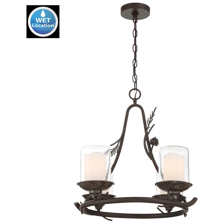 Image 6 Ponderosa Ridge 22" Wide Weathered Spruce 4-Light Chandelier more views
