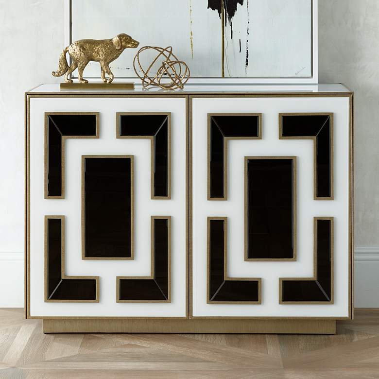 Image 1 Pondini Black and White Glass Accent Chest