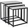 Ponga 23"W Black Powder Iron and White Marble Nesting Tables Set of 3