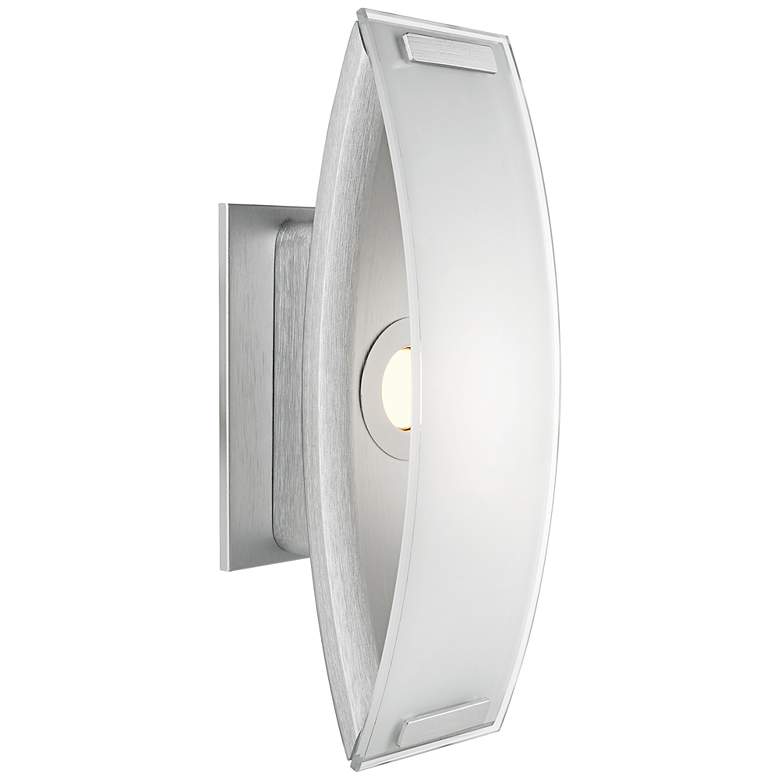 Image 1 Ponte 12 1/4 inch High Brushed Nickel Etched LED Wall Sconce
