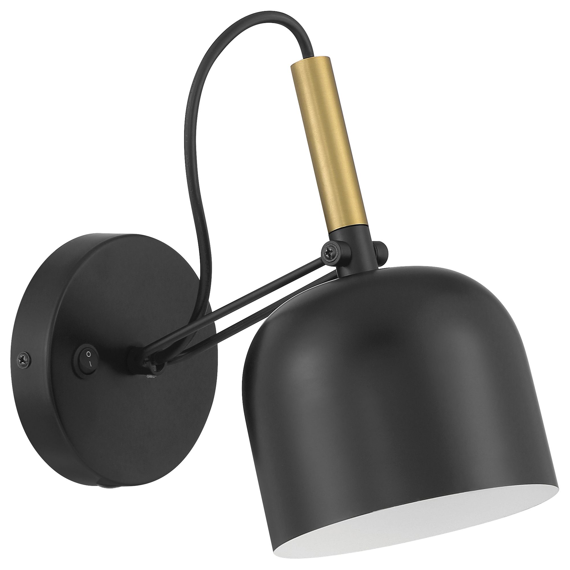 Ponti 8.5" Wide Black with Antique Brushed Brass LED Reading Light