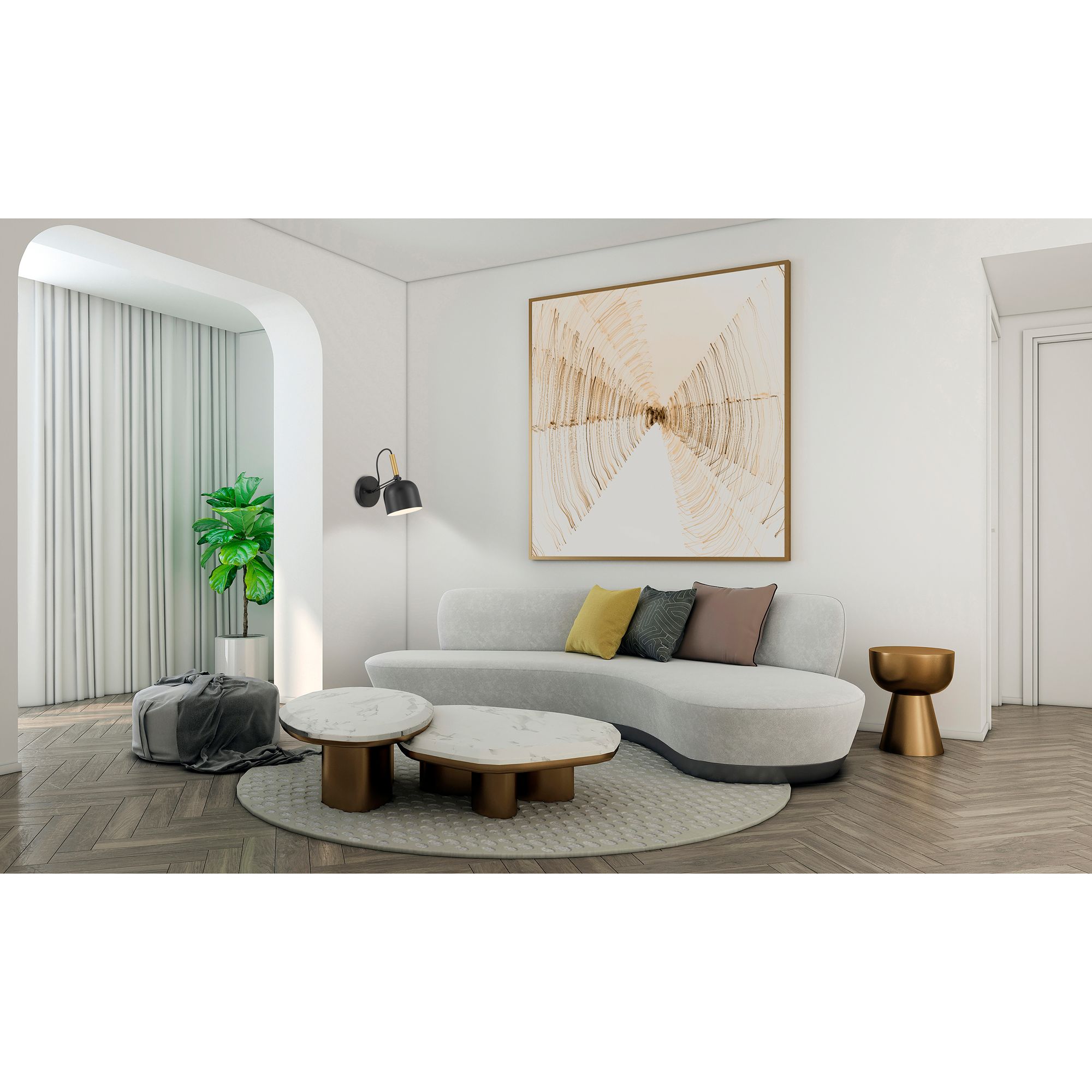 Ponti 8.5" Wide Black with Antique Brushed Brass LED Reading Light