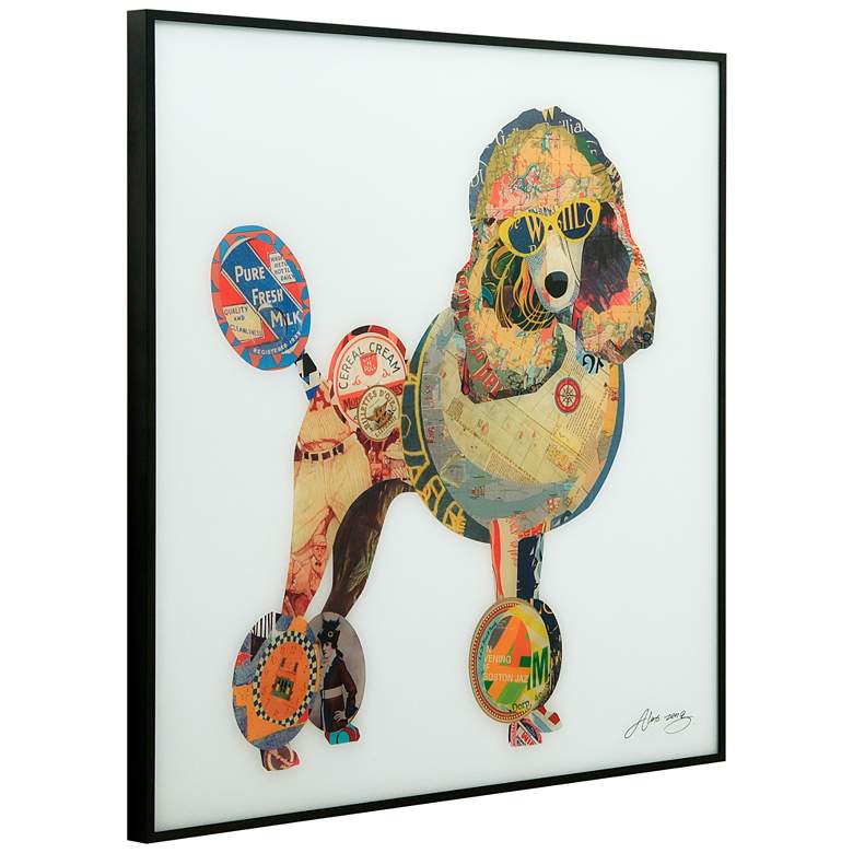 Image 4 Poodle 24" Square Framed Printed Art Glass Wall Art more views