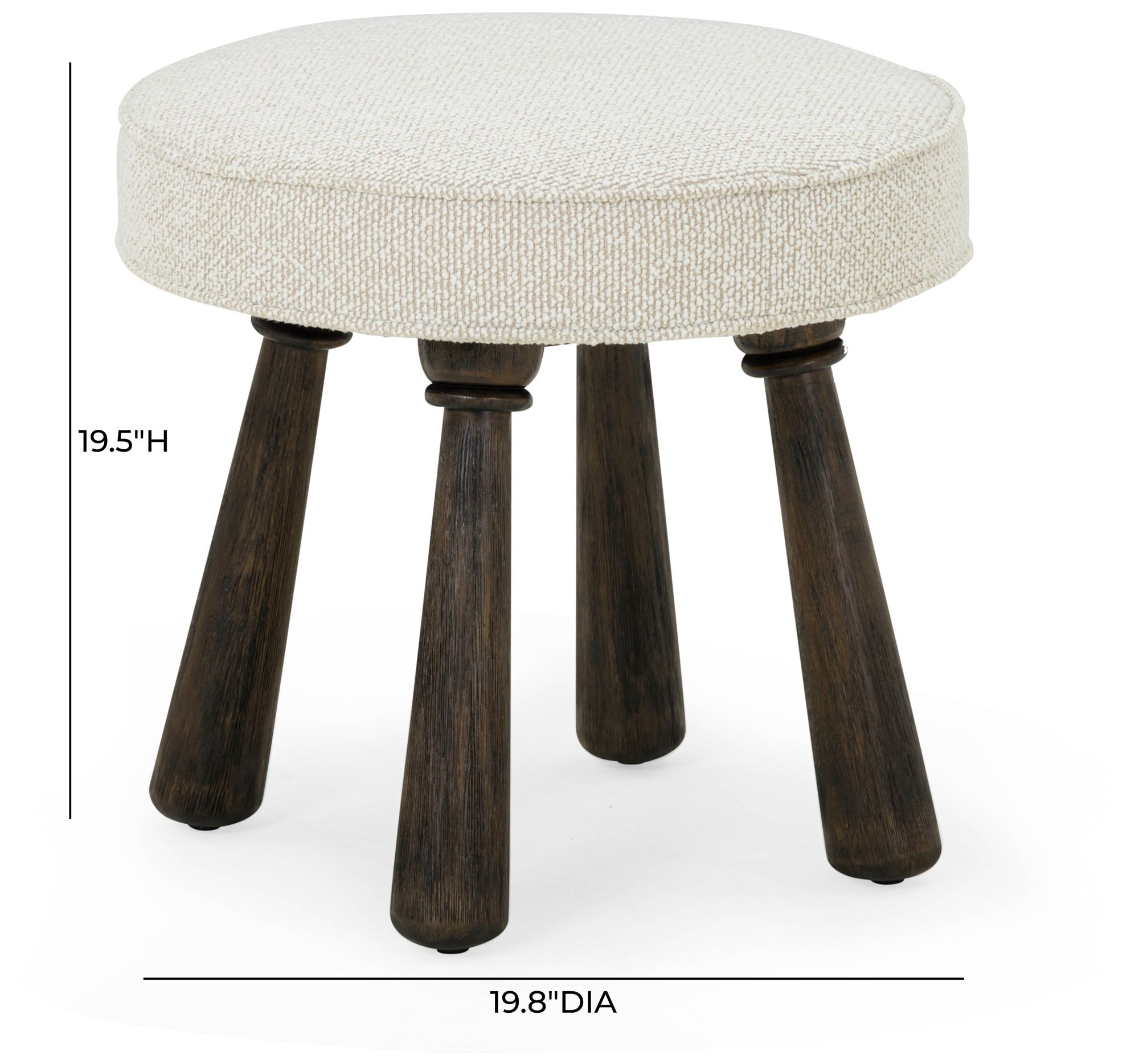 Image 5 Pookie Cream Chenille Boucle Stool more views