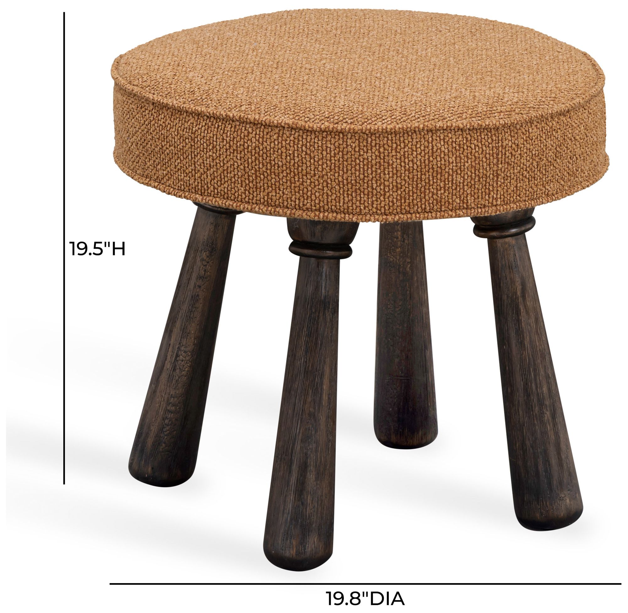 Image 7 Pookie Golden Brown Heavy Texture Fabric Stool more views
