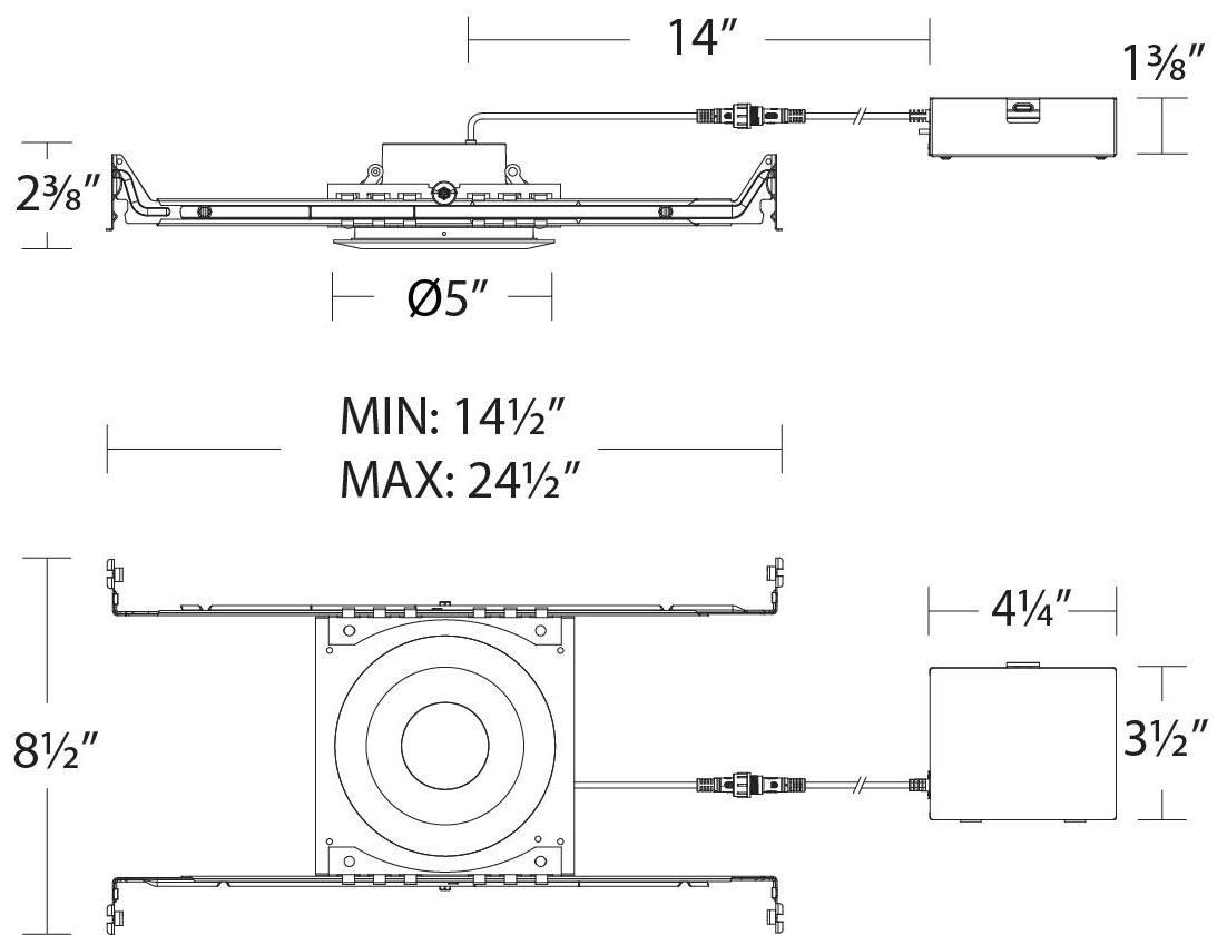 Image 4 Pop-in 2.38"H x 14.5"W 1-Light 4" LED Kit in Black more views