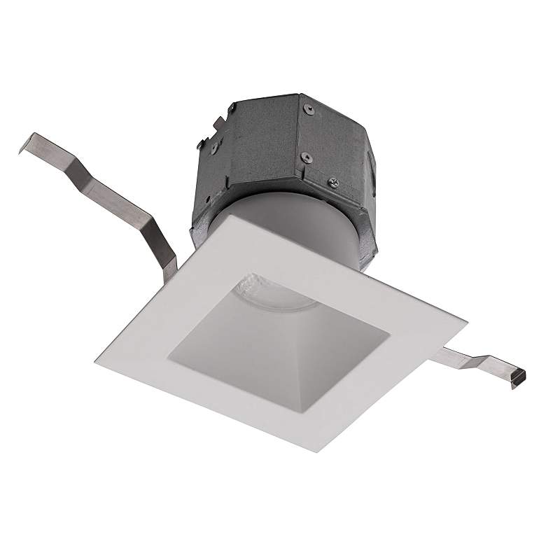 Image 1 Pop-in 4" White Square Remodel LED Recessed 5-CCT Downlight Kit