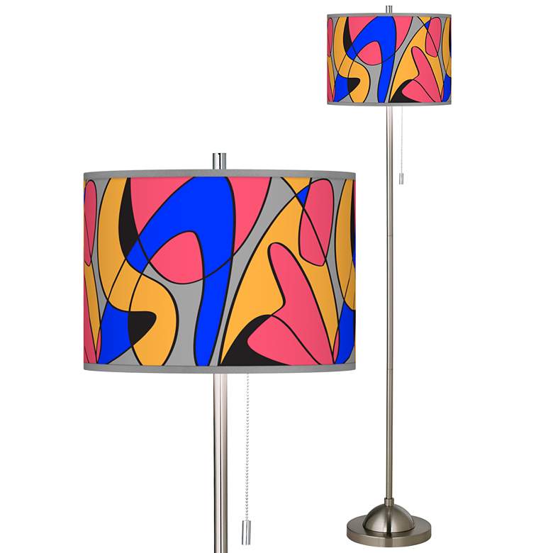 Image 1 Pop Modern Brushed Nickel Pull Chain Floor Lamp