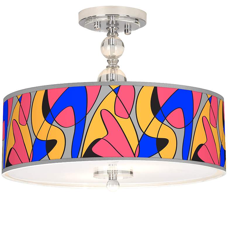 Image 1 Pop Modern Giclee 16" Wide Semi-Flush Ceiling Light