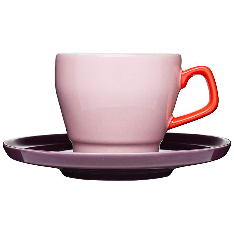 Image 1 POP Pink, Red and Purple Stoneware Cup with Saucer