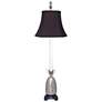 Popham Pineapple Pewter Buffet Table Lamp with Black Shade