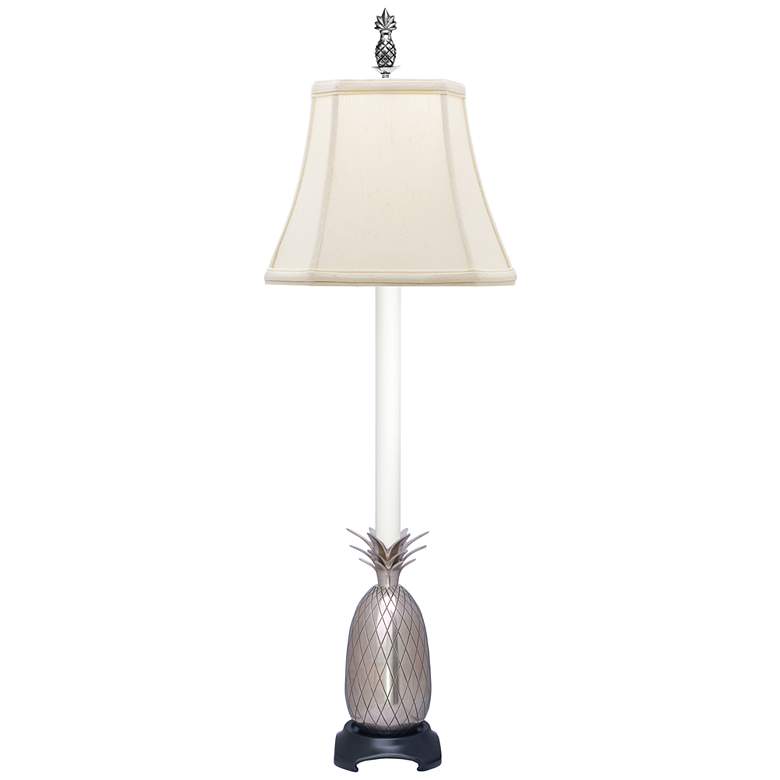 Image 1 Popham Pineapple Pewter Buffet Table Lamp with Off-White Shade