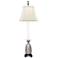 Popham Pineapple Pewter Buffet Table Lamp with Off-White Shade