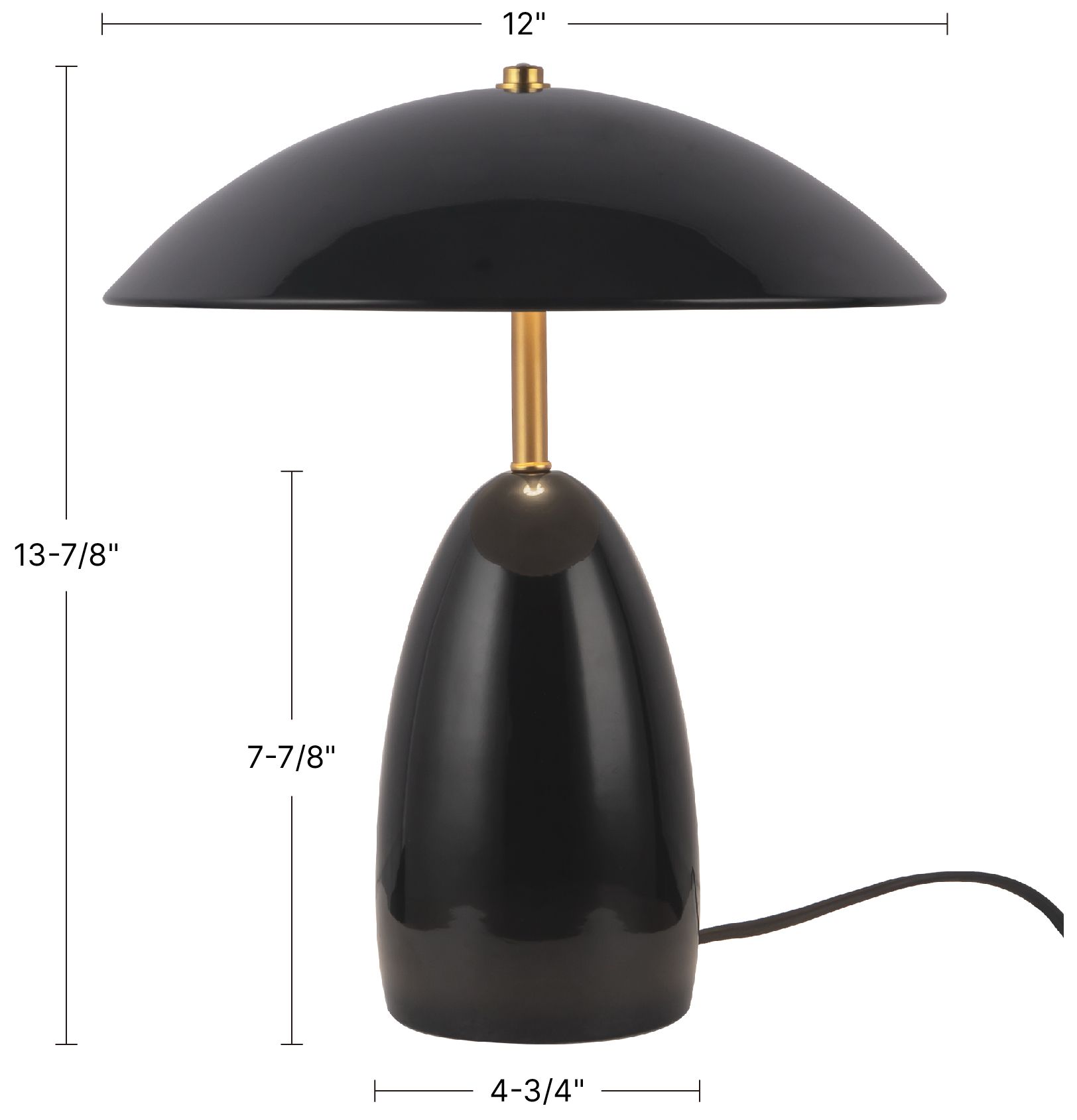 Poppy 12-in Black dimmable LED Table Lamp