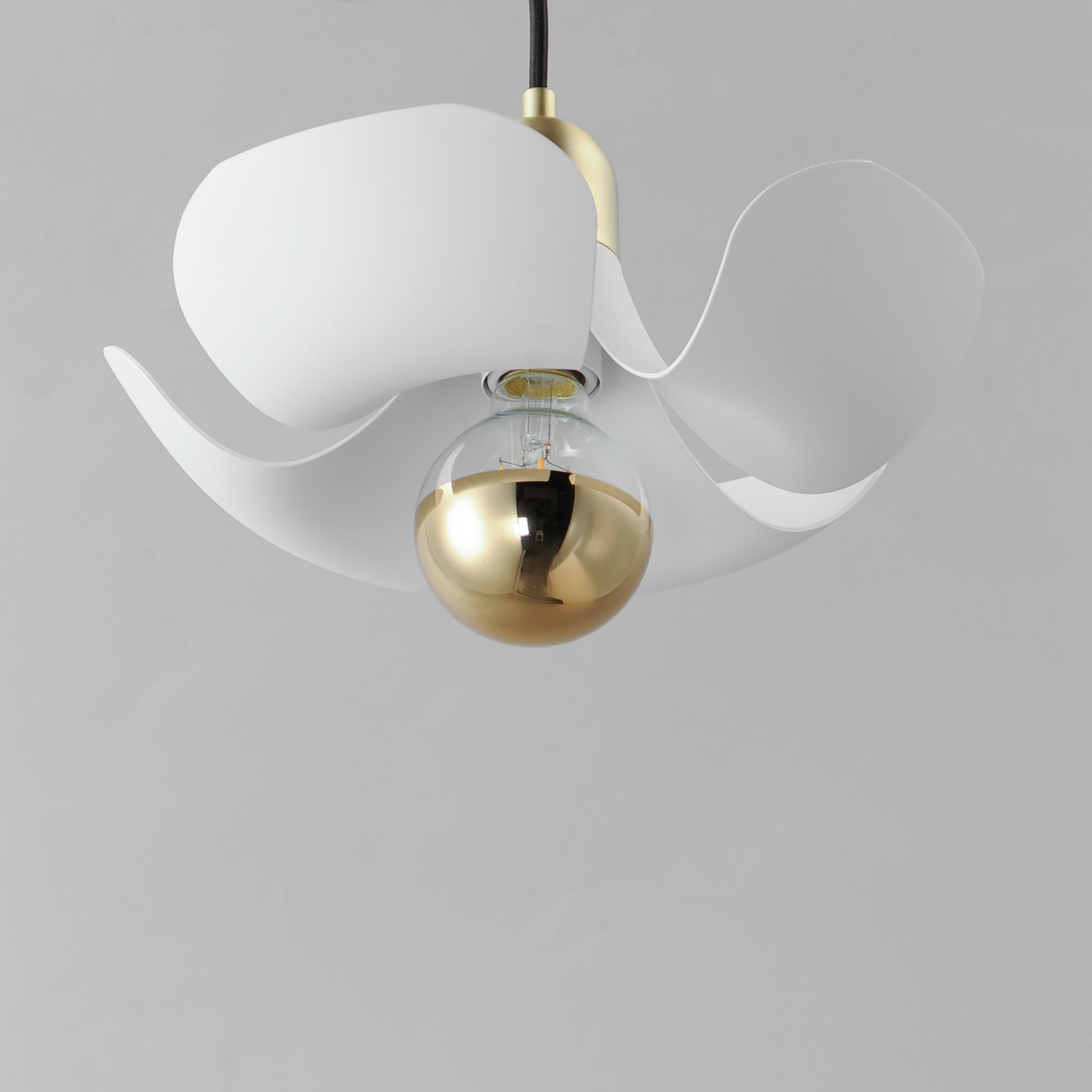 Image 5 Poppy 12" Pendant - White/Satin Brass more views