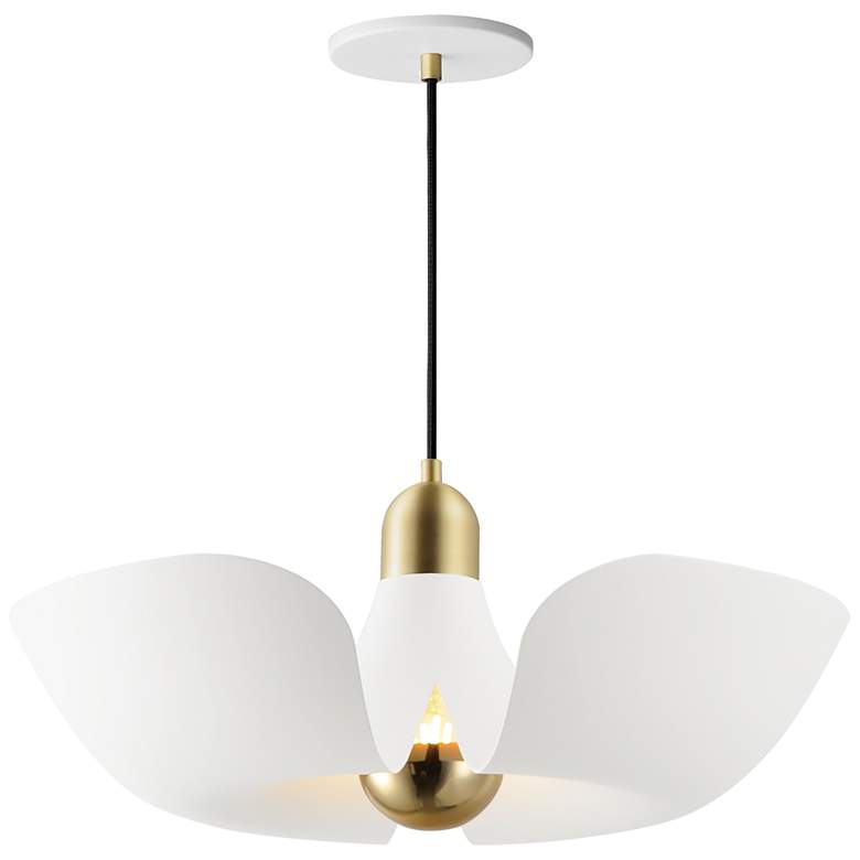 Image 1 Poppy 18" Pendant - White/Satin Brass
