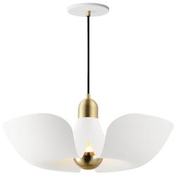 Poppy 18" Pendant - White/Satin Brass