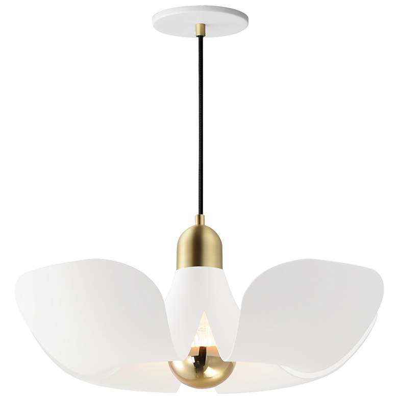 Image 1 Poppy 18" Pendant - White/Satin Brass
